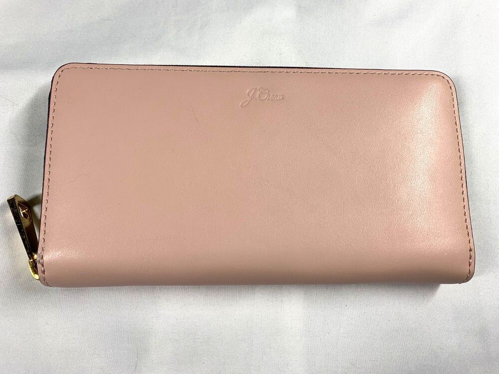 J.Crew Harper Italian Leather Continental Wallet Zip Around Dusty Pink K3215